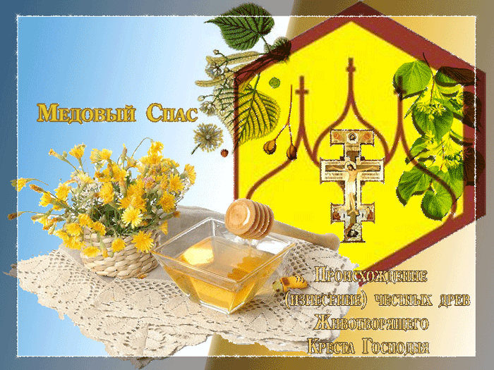 Открытка с подсолнухом на медовый спас. Открытка 14 августа с медовым Спасом! 