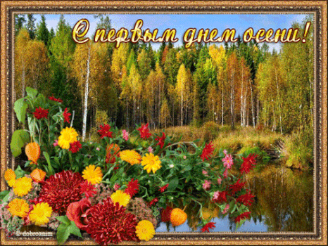 Поздравительные открытки С первым днём осени. Красивые открытки С первым днём...