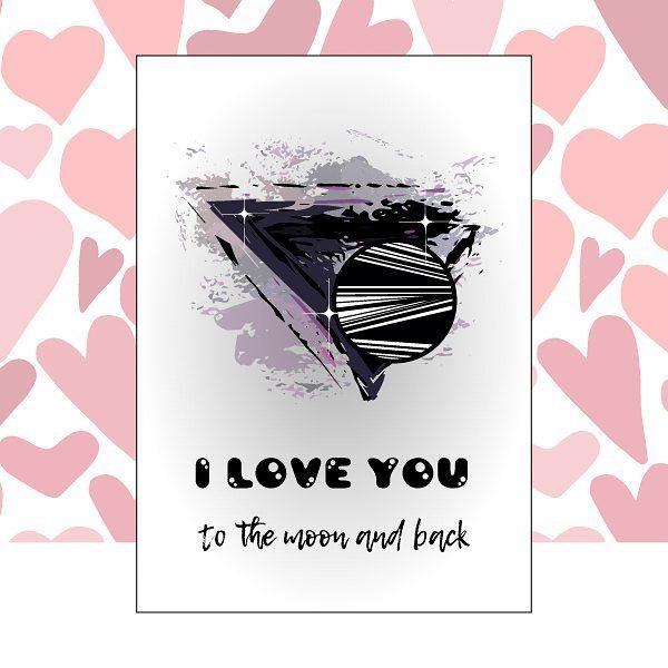 Анимация GIF открытка с сердцем и надписью I love you. Открытка с розовыми ро...