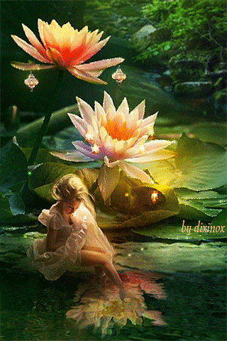 Открытка гиф белый лотос. Открытка Лотос под дождём. Открытка белый лотос на ...