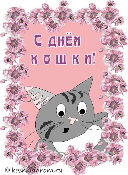 Всемирный день кошек. Анимация С Днем кошек.Открытки с Днем кошек бесплатно.