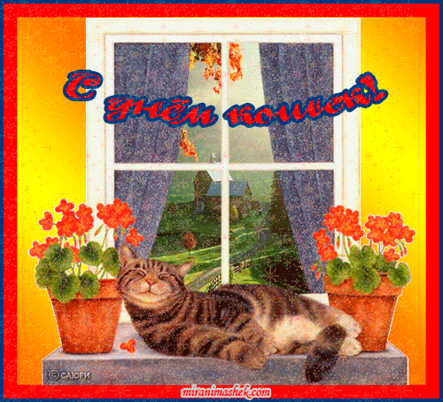 Скачать картинку с Днём кошки. Прикольные открытки с Днем кошек.
