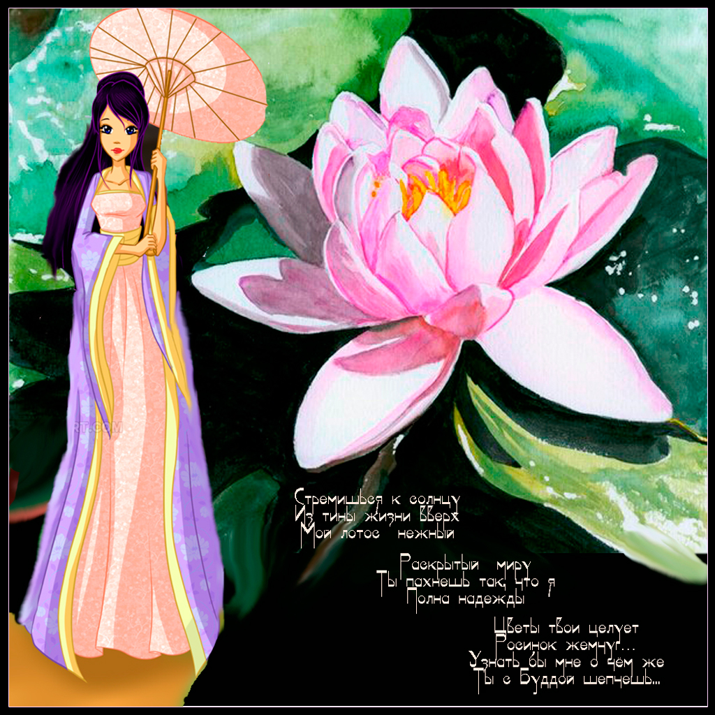 Открытка водная лилия или Лотос. Открытка к чистому четвергу с цветами лотоса...