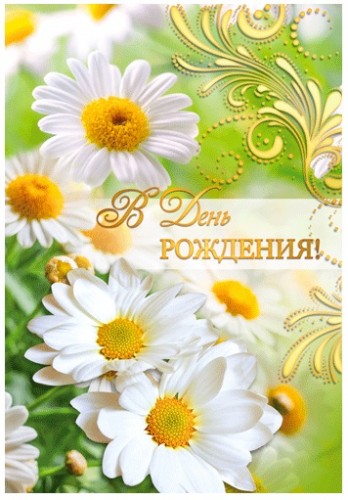 Открытка Зайчик с ромашками. Открытка с ромашками на день рождения.