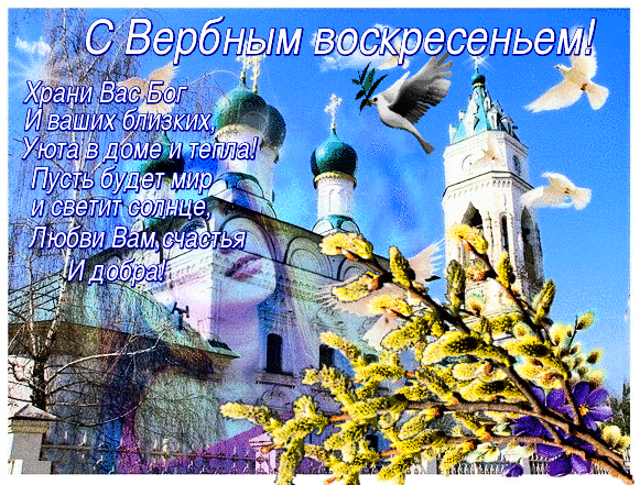 Картинки GIF с вербным воскресеньем. С наступающим вербным воскресеньем в кар...