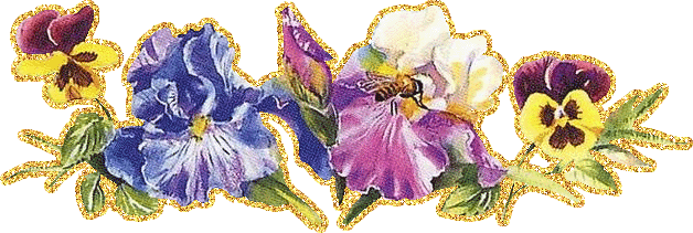 Открытка мерцающая GIF голубой Ирис. Ретро открытка на день рождения с нарисо...