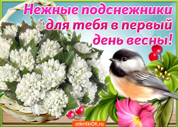 прикольное поздравление С первым днем весны. Открытки С первым днем весны при...