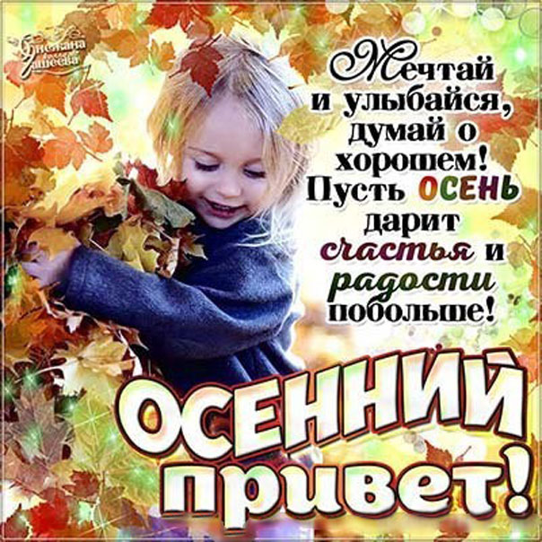Картинка осенний Привет. Картинка осенний Приветик. открытка с приветствиями.