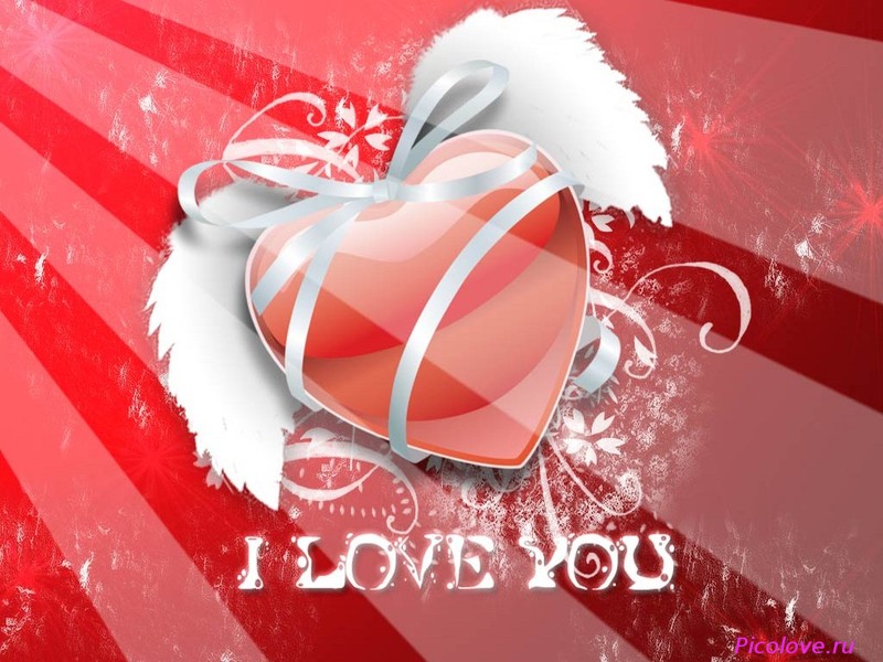  Открытка с розовым пушистым сердцем и надписью I love you. неоновая надпись ...