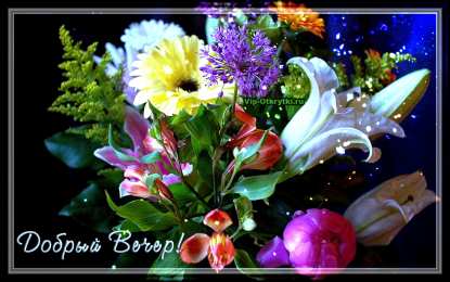 Добрый вечер Открытка с подснежниками Добрый вечер. Открытка с мышонком Добрый вечер.