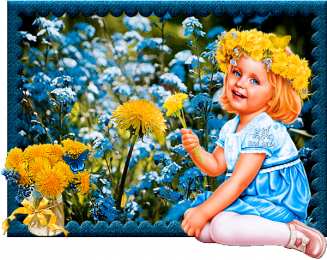 С одуванчиками Открытка мерцающая с одуванчиками белыми в стеклянной вазе. 