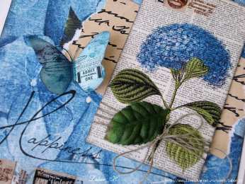 С гортензиями Открытка нарисованная с анимацией розовая и голубая гортензии.