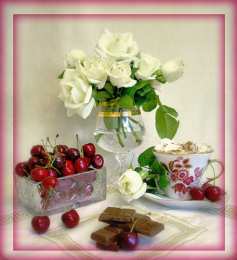 С белыми розами Скачать открытку с белыми розами.  Открытка с белыми розами.