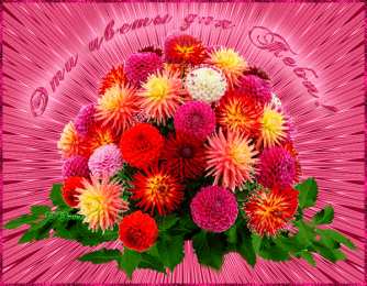 С георгинами Картинка с георгинами. Открытка в День рождения с георгинами.